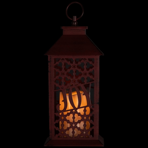 Snowflakes "Joy" Christmas Candle Lantern - 11"