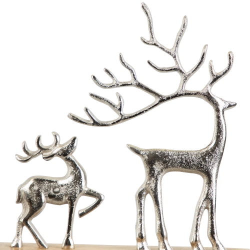 Father Reindeer and Fawn Metal Christmas Figure - 10.25" - Silver