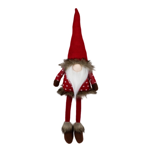 Sitting Plush Gnome with Dangling Legs Christmas Figure - 22" - Red