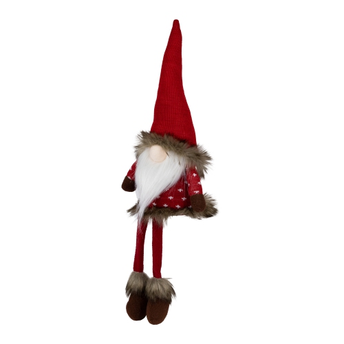Sitting Plush Gnome with Dangling Legs Christmas Figure - 22" - Red