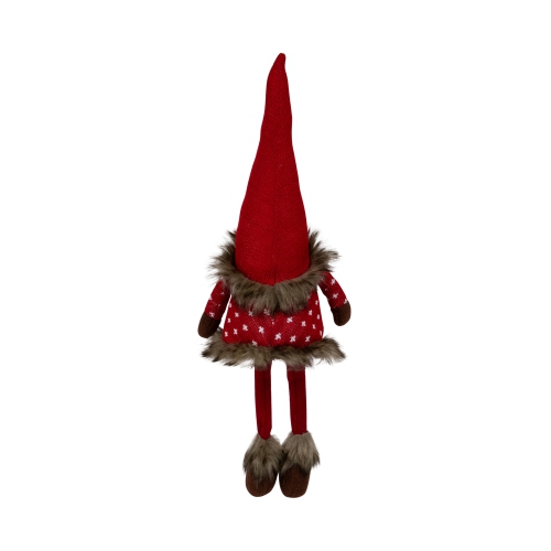 Sitting Plush Gnome with Dangling Legs Christmas Figure - 22" - Red