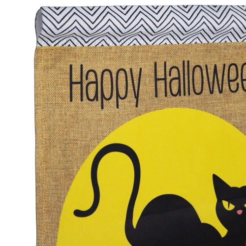 Black Cat "Happy Halloween" Outdoor Garden Flag - 18" x 12.5"
