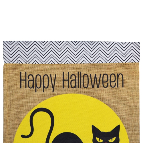 Black Cat "Happy Halloween" Outdoor Garden Flag - 18" x 12.5"