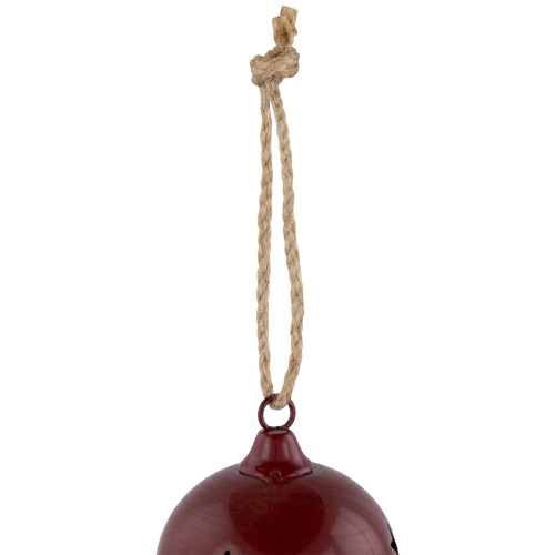 Antiqued Jingle Bell Christmas Ornaments - 3" - Burgundy - Set of 2