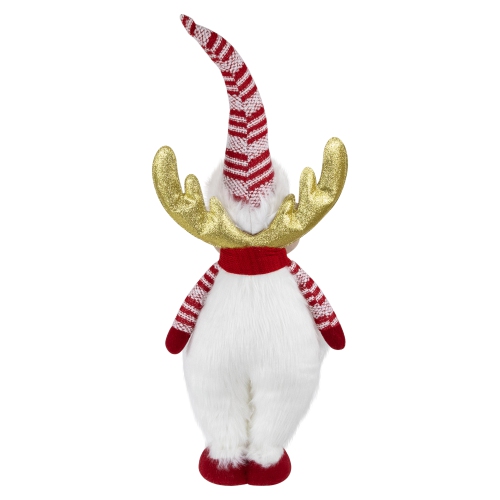 Standing Plush Moose Christmas Figure with Glitter Antlers - 25" - White and Red