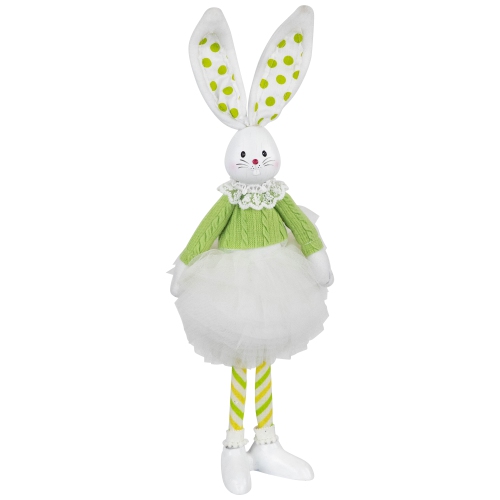 NORTHLIGHT  Ballerina Bunny Standing Easter Figure - 15" - And White In Green
