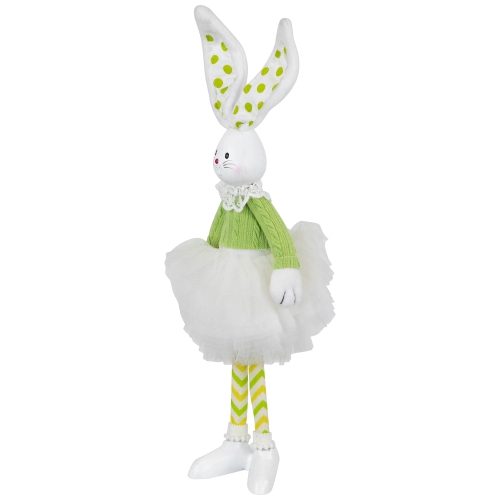 Ballerina Bunny Standing Easter Figure - 15" - Green and White