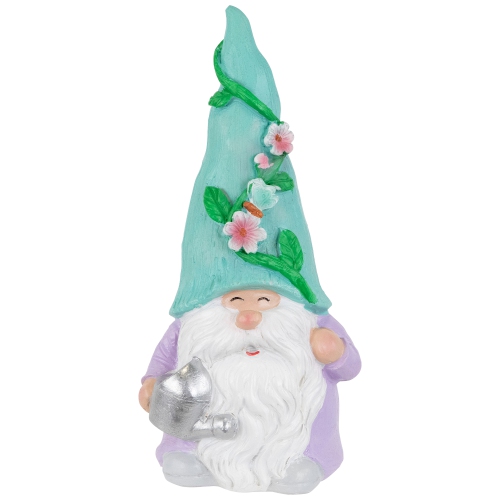 NORTHLIGHT  Happy Gardening Gnome With Watering Can Outdoor Garden Statue - 7.75"
