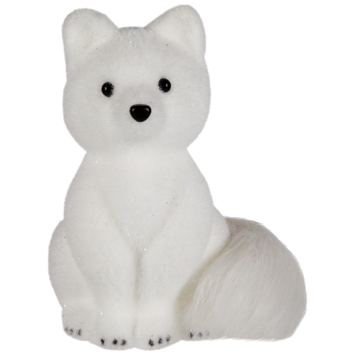 Sitting Artic Fox Pup Christmas Figurine - 7.5"