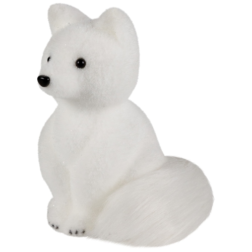 Sitting Artic Fox Pup Christmas Figurine - 7.5"
