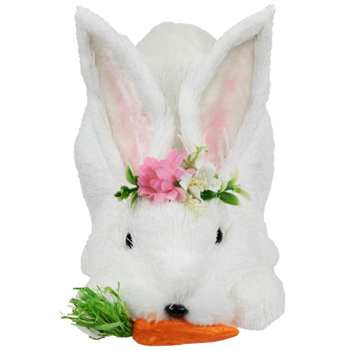 Easter Rabbit with Carrot Figurine - 9.25" - White