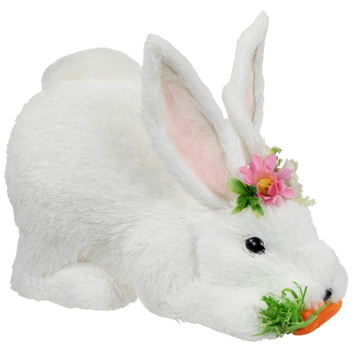 Easter Rabbit with Carrot Figurine - 9.25" - White