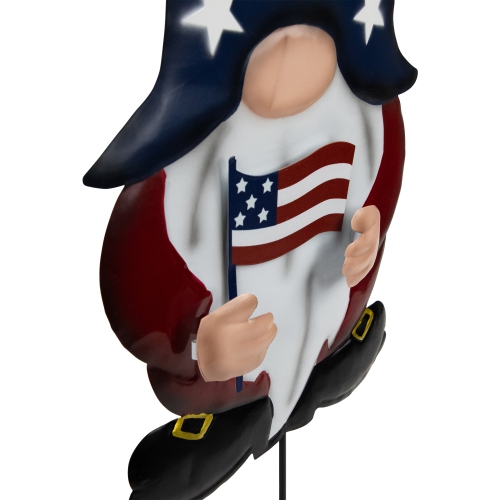 USA Patriotic Gnome Outdoor Garden Stakes - 27.5" - Set of 2