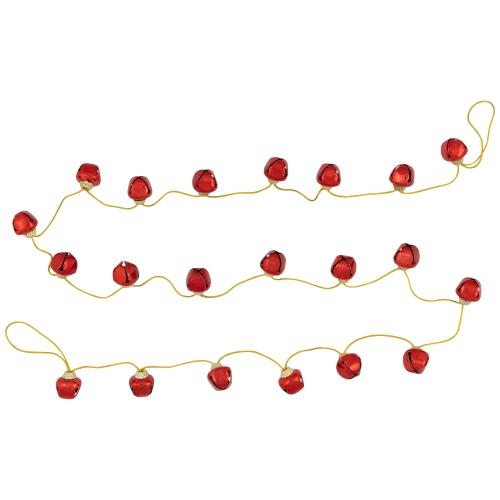 Shiny Christmas Jingle Bells Metal Garland - 7.5' x 1" - Red