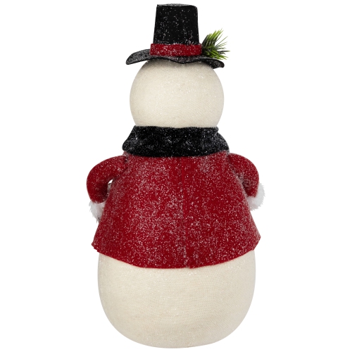 Glittered Snowman with Vest and Bow Tie Christmas Figure - 12.5"