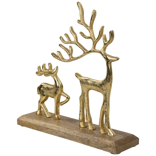 Reindeer and Fawn Metal Christmas Figure - 10.25" - Gold