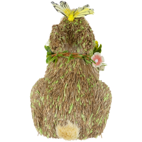 Easter Bunny with Butterfly Straw Figurine - 8"
