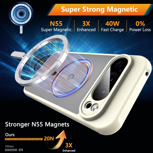 BESINPO for Google Pixel 9 Pro XL Case,Magnetic Pixel 9 Pro XL Case for Magsafe with Screen Protector Military Grade Translucent Back Shockproof Slim