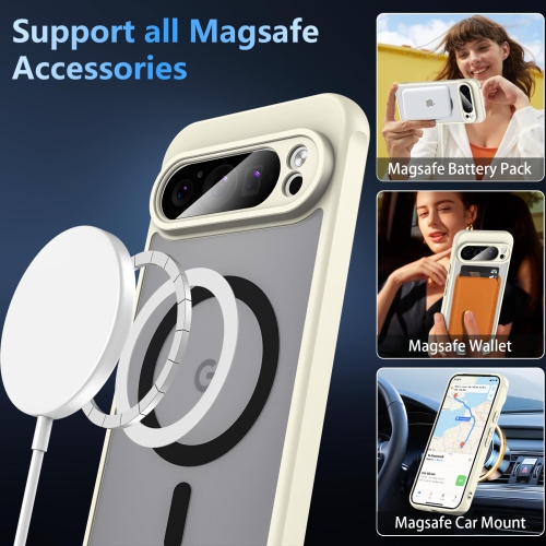 BESINPO for Google Pixel 9 Pro XL Case,Magnetic Pixel 9 Pro XL Case for Magsafe with Screen Protector Military Grade Translucent Back Shockproof Slim