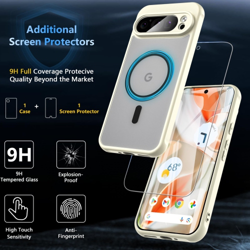 BESINPO for Google Pixel 9 Pro XL Case,Magnetic Pixel 9 Pro XL Case for Magsafe with Screen Protector Military Grade Translucent Back Shockproof Slim