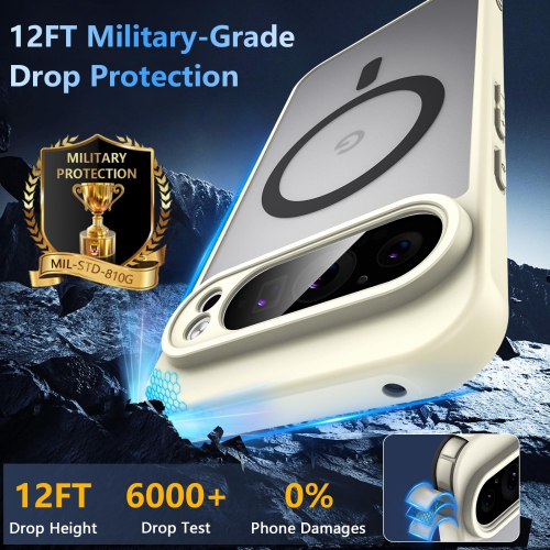 BESINPO for Google Pixel 9 Pro XL Case,Magnetic Pixel 9 Pro XL Case for Magsafe with Screen Protector Military Grade Translucent Back Shockproof Slim