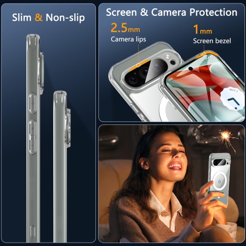 BESINPO for Google Pixel 9 Pro XL Case,Magnetic Pixel 9 Pro XL Case for Magsafe with Screen Protector Military Grade Transparent Back Shockproof Slim