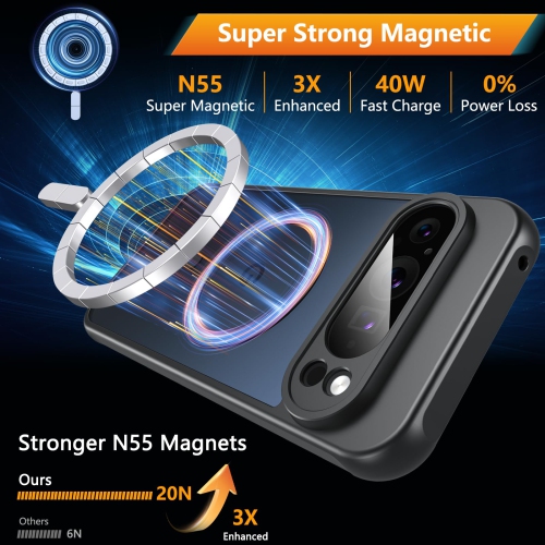 BESINPO for Google Pixel 9 Pro XL Case,Magnetic Pixel 9 Pro XL Case for Magsafe with Screen Protector Military Grade Translucent Back Shockproof Slim