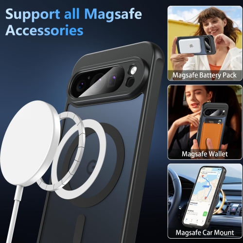 BESINPO for Google Pixel 9 Pro XL Case,Magnetic Pixel 9 Pro XL Case for Magsafe with Screen Protector Military Grade Translucent Back Shockproof Slim