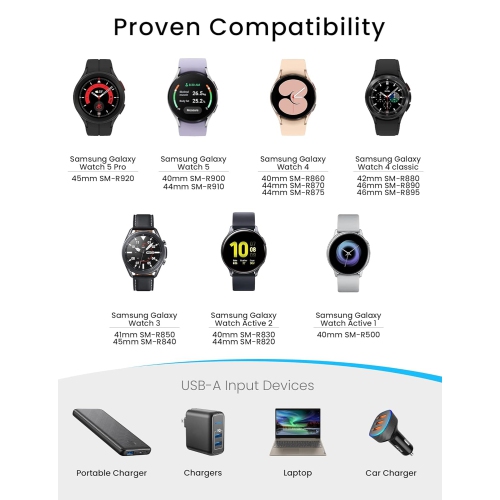 Chargeur USB-C Galaxy Watch pour Samsung Galaxy Watch 6/6 Classic/5/5 Pro/4/4 Classic/3/Active 2/Active 3,3Ft USB-C magnétique sans fil