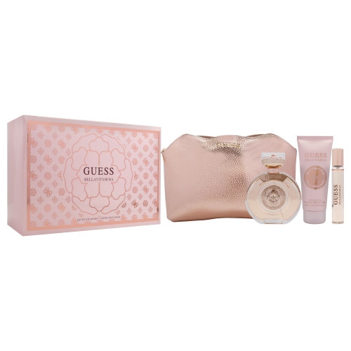 Guess Bella Vita Rosa by Guess for Women - 4 Pc Gift Set 3.4oz EDT Spray, 0.5oz EDT Travel spray, 3.4oz Body Lotion, Pouch