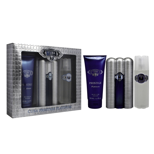Cuba Prestige Platinum by Cuba for Men - 3 Pc Gift Set 3oz EDT Spray, 6.7oz Shower Gel, 3.3oz After Shave