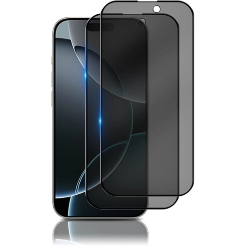 Protecteur d'écran de confidentialité iPhone 16 Pro Max, paquet de 2 [6,9 po] – verre trempé, anti-espion, dureté 9H, anti-égratignure