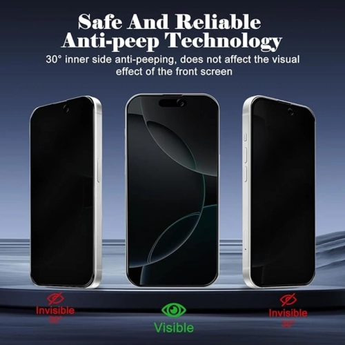 Protecteur d'écran de confidentialité iPhone 16 Pro Max, paquet de 2 [6,9 po] – verre trempé, anti-espion, dureté 9H, anti-égratignure