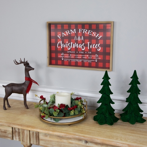 Plaid Farm Fresh Christmas Trees Framed Christmas Wall Sign - 18.75" x 13" - Red