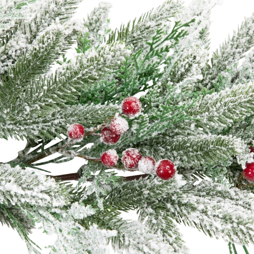 Real Touch Flocked Wind River Fir with Berries Artificial Christmas Garland - 7' x 12" - Unlit