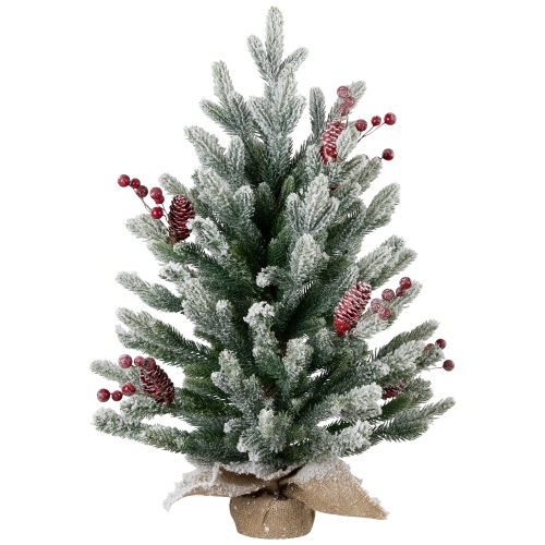 Real Touch Potted Flocked Mini Fir Pine Artificial Christmas Tree - 25" - Unlit