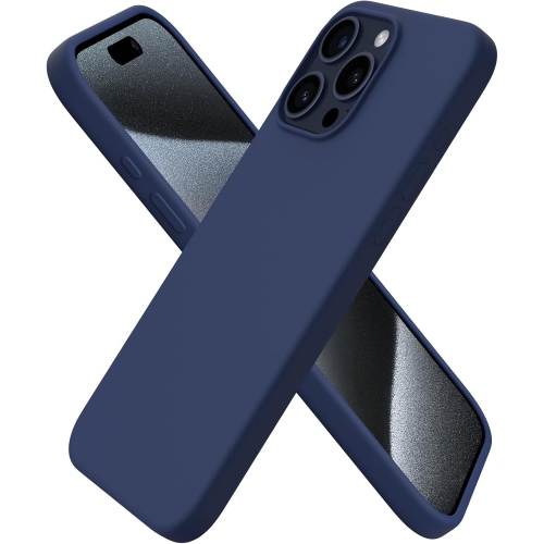ORNARTO Compatible with iPhone 15 Pro Max Case, Slim Liquid Silicone 3 Layers Full Covered Soft Gel Rubber Phone Case Protective Cover with Microfibe