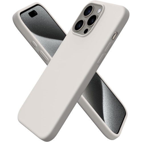 ORNARTO  Compatible w Iphone 15 Pro Max Case, Slim Liquid Silicone 3 Layers Full Covered Soft Gel Rubber Phone Case Protective Cover w Microfiber