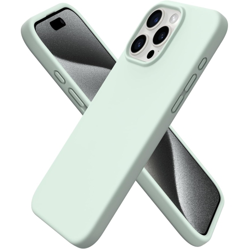 ORNARTO  Compatible w Iphone 15 Pro Max Case, Slim Liquid Silicone 3 Layers Full Covered Soft Gel Rubber Phone Case Protective Cover w Microfiber