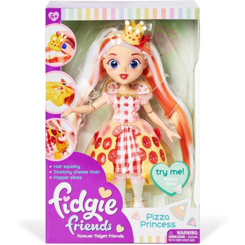 SUNNY DAYS  Entertainment Fidgie Friends Pizza Princess, Fashion Doll With Fidget Fashion Features We both love the uniqueness of the doll, whether it’s her poppable skirt or squishy crown or cheese train