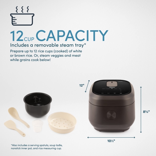 Aroma Housewares Professional 12-Cups / 3Qt. 360° Induction Rice Cooker & Multicooker (ARC-7606B), Black, 12..