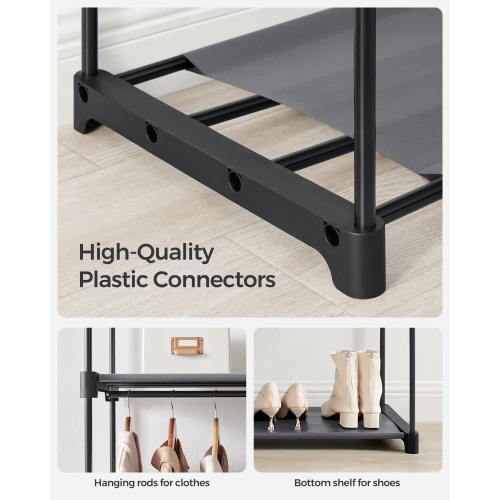 Rangement pour garde-robe SONGMICS, garde-robe portatif avec tringles, porte-vêtements, gris URYG02GY