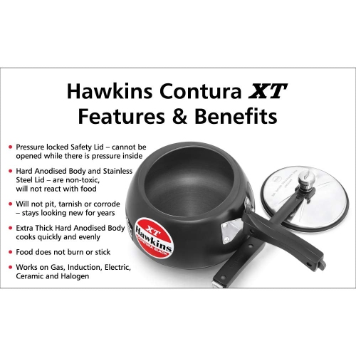 Hawkins – autocuiseur Contura à base très épaisse et à induction, CXT30 pintes, noir, 3L