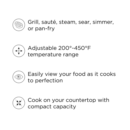 Chefman Electric Grill And Skillet, Ridged Surface, Braise, Steam, Sauté, Sear, Pan Fry, Adjustable Temperature, 4.2-..