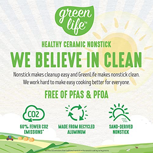 GreenLife Soft Grip Healthy Ceramic Nonstick, 1QT and 2QT Saucepan Pot Set with Lids, PFAS-Free, Dishwasher Safe, Blue