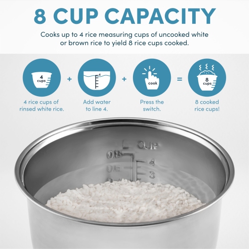 Aroma Housewares Select Stainless Digital Rice & Grain Multicooker, Rice Cooker 4 Cup uncooked,