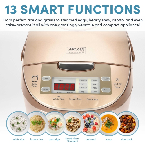 Aroma Housewares ARC-6106 Professional 6 Cups Uncooked Rice Cooker, Slow, Food Steamer, MultiCooker, Silver