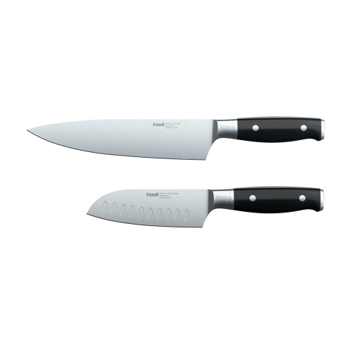 NINJA  K32002 Foodi Neverdull System 2-Piece Chef Knife & Santoku Knife Set, Premium, German Stainless Steel In Black