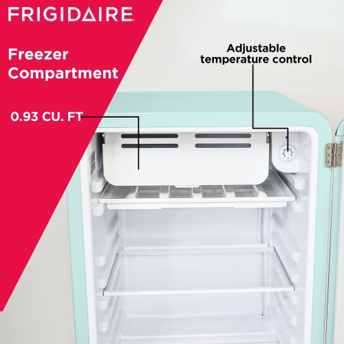 Frigidaire EFR372-MINT 3.2 Cu Ft Retro Compact Rounded Corner Premium Mini Fridge, Mint