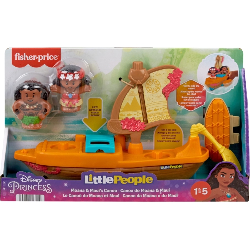 Fisher-Price Little People Toddler Toys Disney Princess Moana & Maui’s Canoe Sail Boat with 2 Figures for Ages 18+ M..